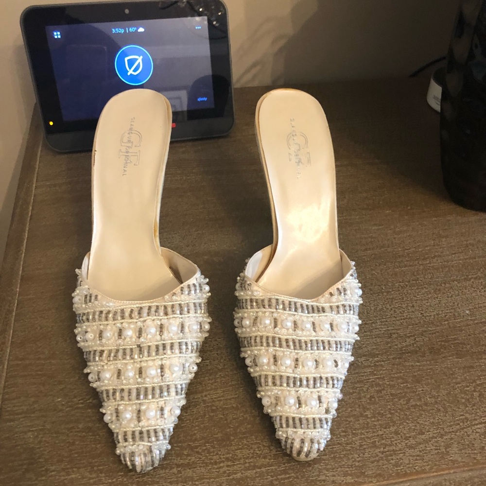 Beaded mules. Never worn.